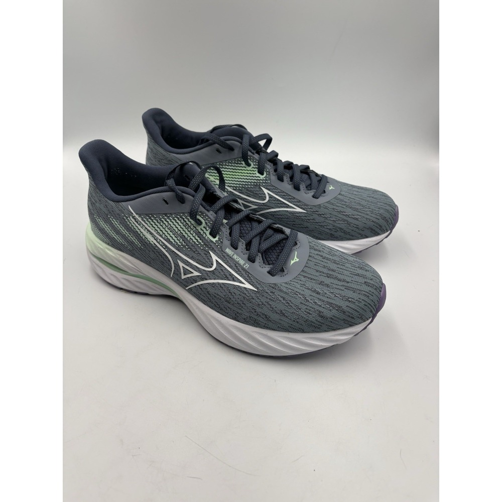 Mizuno Wave Inspire 21 Womens Running Shoes Size 10 Gray Mint Blue Sneaker